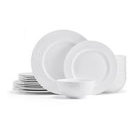 Mikasa Love Story White Chip Resistant 18 Piece Dinnerware Set, Service for 6