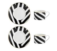 MIKASA Luxe Deco 2pc Fine China Tea Cup & Saucer Set - Geo Pattern, 250ml, Gift Boxed