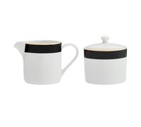 Mikasa Luxe Deco China Sugar Pot and Creamer Set, 245ml, White - Black / White - Clay - Sugar and Creamers