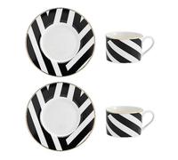Mikasa Luxe Deco Geo Multi Stripe Tea Cup 2 Piece Gold