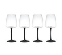 MIKASA Palermo Crystal Red Wine Glasses Set of 4, 450ml, Red Wine Glass Set with Black Stems | 100% Lead-Free Crystal - Gift Boxed & Dishwasher Safe