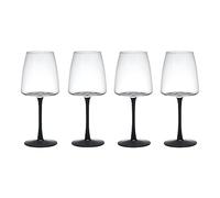 MIKASA Palermo White Wine Glasses, Set of 4 Clear Crystal Glasses, 400ml Black Stemmed Wine Glass Set, Elegant Glassware for Weddings, Parties, Celebrations, Drinkware Gift Set