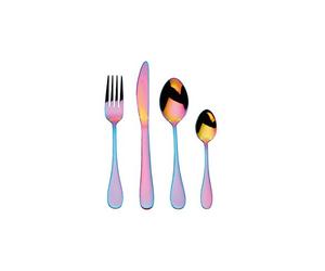 Mikasa Rainbow Cutlery Set, Iridescent Stainless Steel, Knives, Forks, Spoons, Teaspoons, Dishwasher Safe, 16pc Set for 4