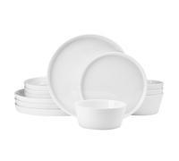 Mikasa Rylee High Rim 12 Piece Bone China Durable Chip Resistant Lightweight Dinnerware Set, Service for 4, White