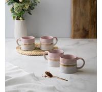 Mikasa Set of 4 Pink Reactive Glaze Stoneware Mugs in White Mikasa White