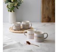 Mikasa Set of 4 White Reactive Glaze Stoneware Mugs in Cream Mikasa Cream