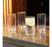 Mikasa Sorrento 4 Piece Crystal Glass Highball Glass Set Clear