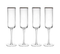 Mikasa Sorrento Ridged Crystal Champagne Flute Glasses Gift Boxed Set of 4, 200ml in Clear Mikasa Clear