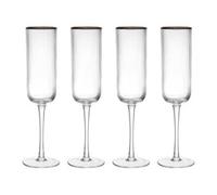 Mikasa Sorrento Ridged Crystal Champagne Flute Glasses, Set of 4, 200ml