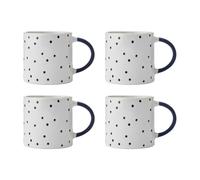 Mikasa Spotty Stoneware Mug Set, Set of 4 Durable Stoneware Cups, 390ml in White Mikasa White