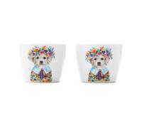 Mikasa Tipperleyhill 2pc Porcelain Egg Cup Set, Puppy Print, Gift Boxed 5cm