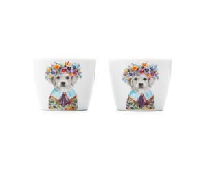 Mikasa Tipperleyhill 2pc Porcelain Egg Cup Set, Puppy Print, Gift Boxed 5cm