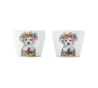 Mikasa Tipperleyhill 2pc Porcelain Egg Cup Set, Puppy Print, Gift Boxed 5cm - White - Porcelain - Egg Cup