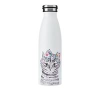 MIKASA Tipperleyhill Double-Walled Stainless Steel Bottle, 500ml Vacuum-Insulated Drinks Bottle Keeps Drinks Cold and Hot, BPA-Free Stainless Steel Hydration Bottle with Cat Print