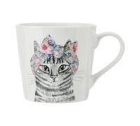 Mikasa TipperleyHill Fine China Mug, Cat Print, 380ml - White - Clay - Mug