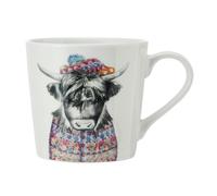 Mikasa TipperleyHill Fine China Mug, Highland Cow Print, 380ml - White - Clay - Mug