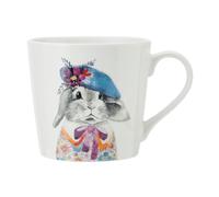 Mikasa TipperleyHill Fine China Mug, Rabbit Print, 380ml - White - Clay - Mug