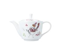 Mikasa Fine China Teapot TipperleyHill Robin, White, 650ml, Teapot for 2, Christmas Collection