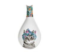 Mikasa Tipperleyhill Porcelain Spoon Rest, Decorative Cat Print, 21 x 11cm - White - Porcelain - Spoon Rest