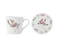 Mikasa TipperleyHill Robin Fine China Mug and Coaster Set - White - Fine China - Mug and Coaster