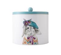 MIKASA Tipperleyhill Round Biscuit Tin, Illustrated Rabbit Design, Decorative Storage Tin Container For Snacks, Cookies, Loose Leaf Tea, Mints, Tea, Coffee, Sugar, In Matte Finish, 1 Piece 18 x 15cm