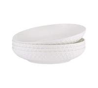 Mikasa Trellis Bone China Lightweight Chip Resistant Set of 4 Pasta Bowls Set, 8 inch, 37 Ounces,White