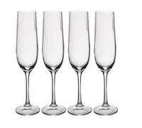 Mikasa Treviso 4-Piece Crystal Flute Glass Set, 190ml