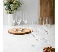 Mikasa Treviso Champagne Flute Glass Set, Set of 8 Elegant Ridged Crystal Glassware, 190ml - Clear - Glass - Champagne Glasses
