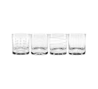MIKASA Unisex Cheers Etched Crystal Tumbler Glasses, Silver, 4 Count (Pack of 1)