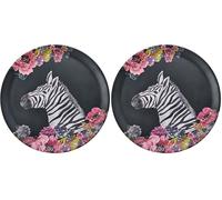 MIKASA Wild at Heart Zebra Round Tray, 36cm Melamine Serving Tray, Lightweight and Durable Snack Dish with Animal Print (Pack of 2)