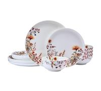 Mikasa Wildflower Bliss 12 Piece Floral Bone China Durable Chip Resistant Lightweight Dinnerware Set, Service for 4