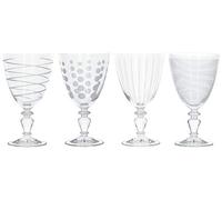 MIKASA Wine Goblet Set/Crystal Wine Glasses with Decorative Etching, Crystal Glass, Silver, 4 Count (Pack of 1)