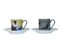 MIKASA x Sarah Arnett Porcelain Espresso Cups and Saucers, Set of 2, 85ml