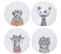 Mikasa x Tipperleyhill Placemats, 4pc Placemat Set with Scalloped Design, Table Protectors for Dining, Heat Resistant to 120°C, Animal Print, 29cm, Gift Boxed