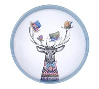 MIKASA x Tipperleyhill Round Serving Tray, Presentation Tray for Food and Drinks, Stylish Serveware with Stag Print, 40cm, Unique Gifting