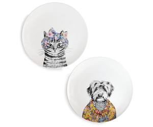MIKASA x Tipperleyhill Side Plates, Set of 2 Cake Plates for Afternoon Tea, 21cm, Fine China, Alice in Wonderland Teaware, Dishwasher Safe & Gift Boxed