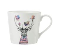 Mikasa x Tipperleyhill Stag Print Fine China Mug, 380ml - White - Clay - Mug