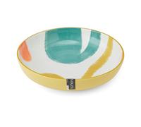 Mikasa Yellow Abstract Stoneware Bowl Set, Set of 4 Coupe Bowls for Dining, 2-Toned Multi-Purpose Shallow Serving Dishes, 900ml, 21 x 5cm - Yellow - Stoneware - Bowls