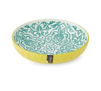 Mikasa Yellow and Blue Geometric Stoneware Bowl Set, Set of 4 Coupe Bowls for Dining, 2-Toned Multi-Purpose Shallow Serving Dishes, 900ml, 21 x 5cm - Blue - Stoneware - Bowls