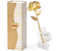 Mikasol Gold Dipped Real 24K Gold Rose, 1 Pack Infinity Flower Decor Hand Dipped in 24K Romantic Rose Gifts for Women in Her Wife Girlfriend Birthday Anniversary Valentines Mothers Day Christmas