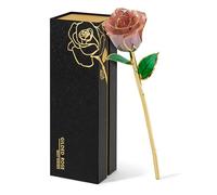 Mikasol Real 24K Gold Dipped Realistic Rose - Timeless Lifelike Bloom with Heart Puzzle Base - Romantic Gradient Pink Flower Gift for Her, Wife, Girlfriend, Mom - Birthday, Anniversary, Mother’s Day