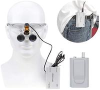 Mike Dental 008 Surgical Binocular loupes 3.5X420MM Dental Loupes Magnifier +5W Portable LED Headlight Plug in Clip Head Light with Filter +Black Bag (Silver)