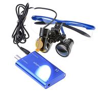 Mike Dental Blue 3.5X420MM Working Distance Binocular Loupes Magnifier +5W Led Headlight Lamp Clip On Type With the Filter + Cloth Bag DY-007