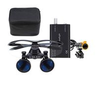 Mike Dental New Black 3.5X420MM Working Distance Binocular Loupes Magnifier +5W Led Headlight Lamp Clip On Type With the Filter + Coth Bag DY-007