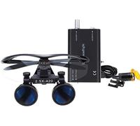 Mike Dental New Surgical Binocular Loupes 2.5x420MM Optical Glass Black Cone with Filter LED Head Light Lamp+ Cloth Bag