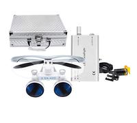 Mike Dental New Surgical Binocular Loupes 3.5X 420mm Working Distance Optical Glass +3W LED Head Light Lamp With Filter +Aluminum Box (Silver)