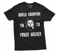Mike Myers Halloween T-shirt Mens Michael Myers TeeShirt Champion Power Walker Tee, Black, Large