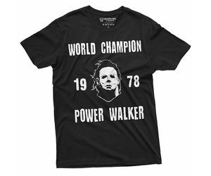 Mike Myers Halloween T-Shirt Mens Michael Myers Teeshirt Champion Power Walker Tee, Black, Medium