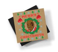 Mike Tyson Square Christmas Card - Novelty Funny Merry Chrithmith Xmas Festive Famous Boxer Boxing Match Personalised/Blank Message Craft Card Black Envelope (Blank Message)