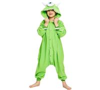 Mike Wazowski Animal Onesie Unisex Kids Monster Mr.Q Green Hooded Sleepwear Jumpsuit Halloween Christmas Party Costume Homewear for Boys Girls